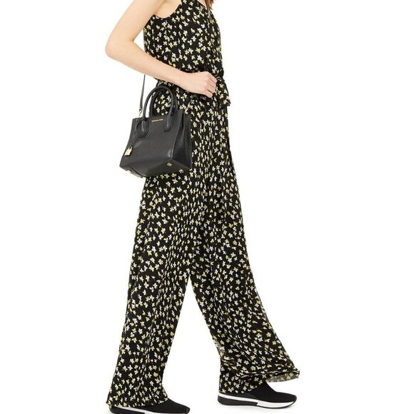A172 Michael Kors Floral-Print Tie-Waist Jumpsuit - Picture 3 of 4